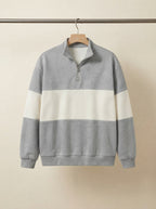 Casual Knitted Colorblock Half-Zip Sweatshirt