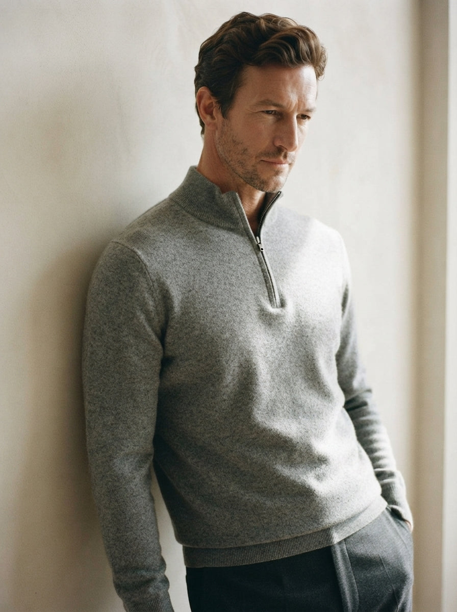 Cashmere Half-Zip Pullover Sweater