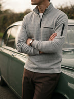 Quarter-Zip Waffle Knit Pullover