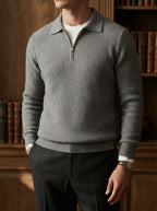 Fitted Knit Quarter Zip Sweater