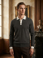 Long Sleeve Polo Shirt Contrast Collar