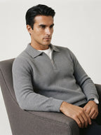 Fitted Knit Quarter Zip Sweater