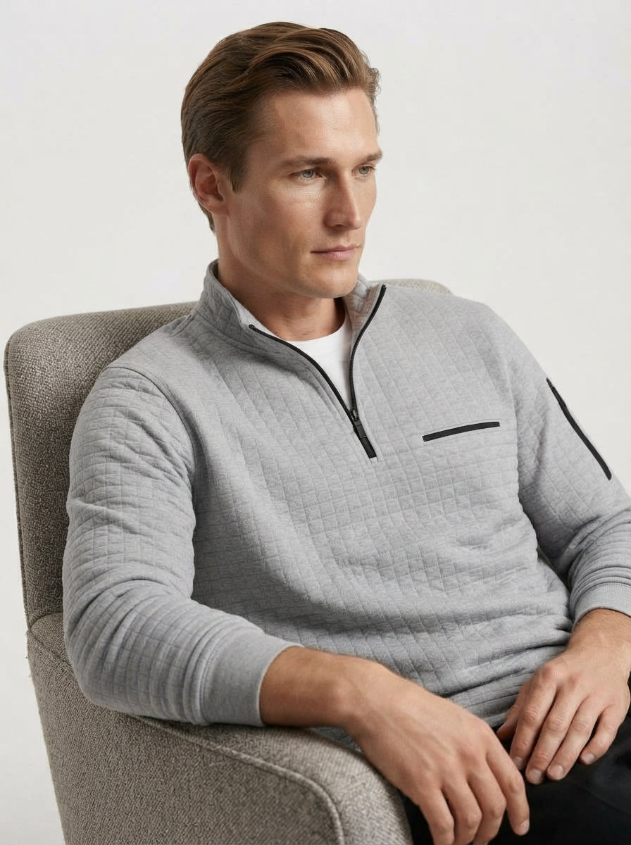 Quarter-Zip Waffle Knit Pullover