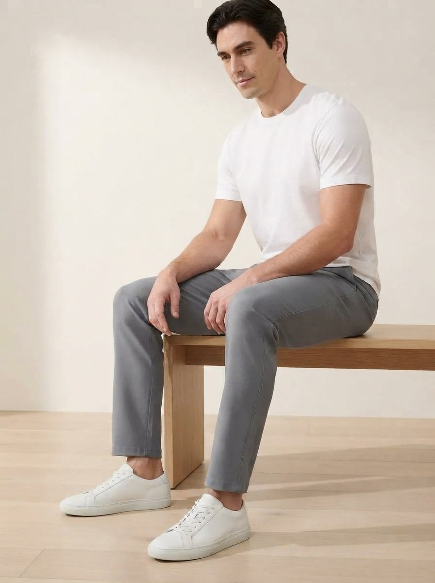 Men's Smart Casual Stretch Solid Trousers