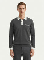 Long Sleeve Polo Shirt Contrast Collar