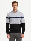 Colour Block Cotton Quarter-Zip Sweater
