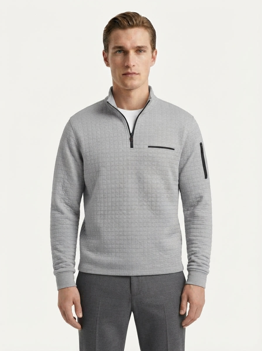 Quarter-Zip Waffle Knit Pullover
