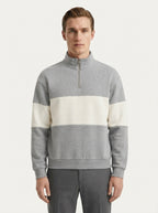 Casual Knitted Colorblock Half-Zip Sweatshirt