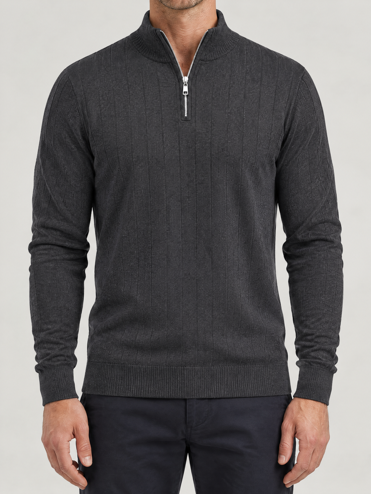 Reid Ribbed Stand Collar Quarter Zip