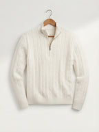 Merino Wool Cable Knit Quarter Zip Sweater