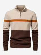Colour Block Cotton Quarter-Zip Sweater
