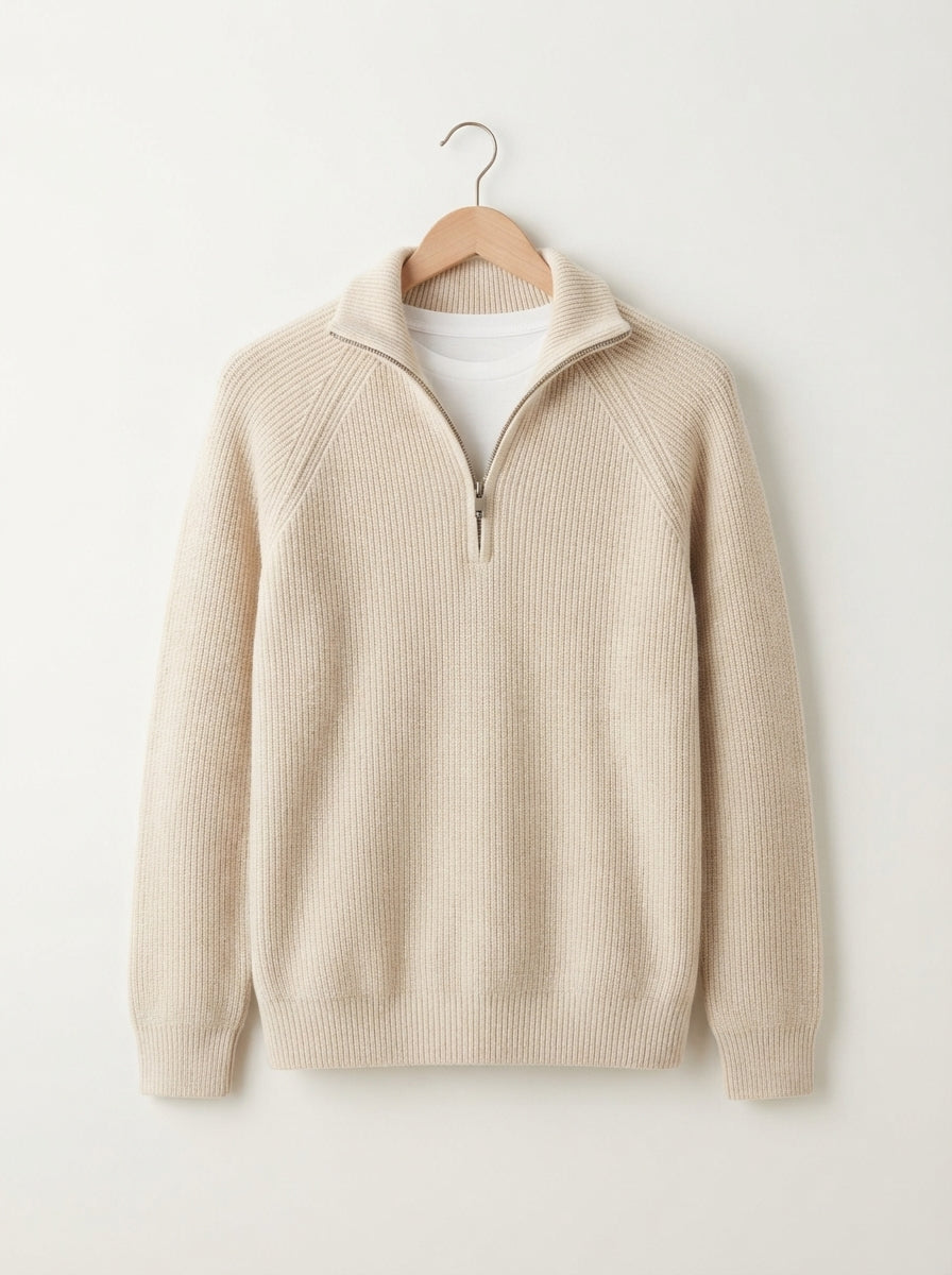 Men's Knitted Quarter-Zip Sweater