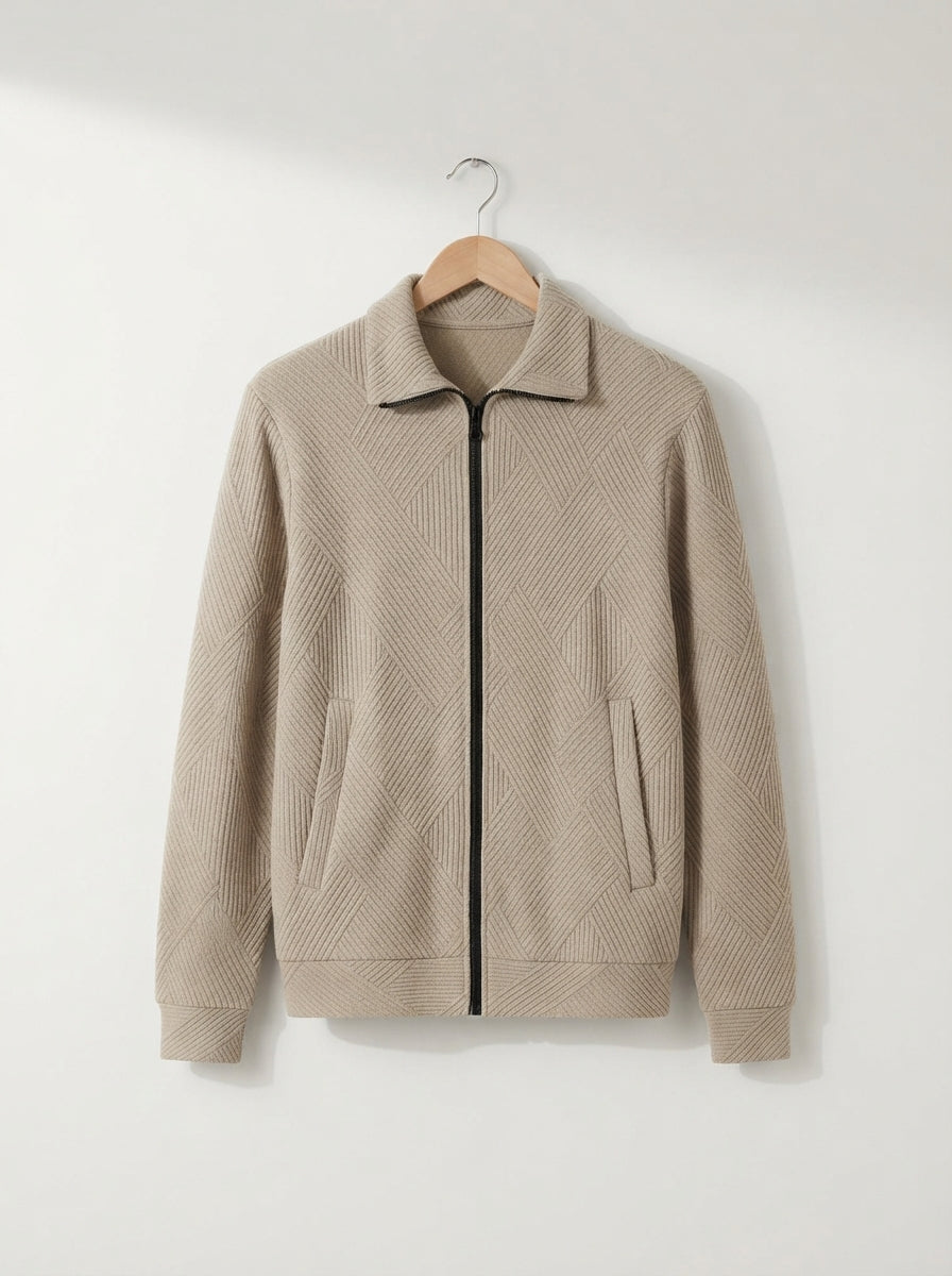 Cardigan Ribbed Texture Zipper Men
