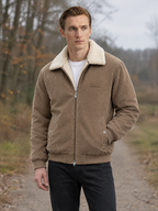 Plush-Lined Corduroy Zip Jacket