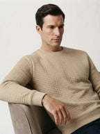 Jacquard Plaid Long Sleeve Pullover Sweater