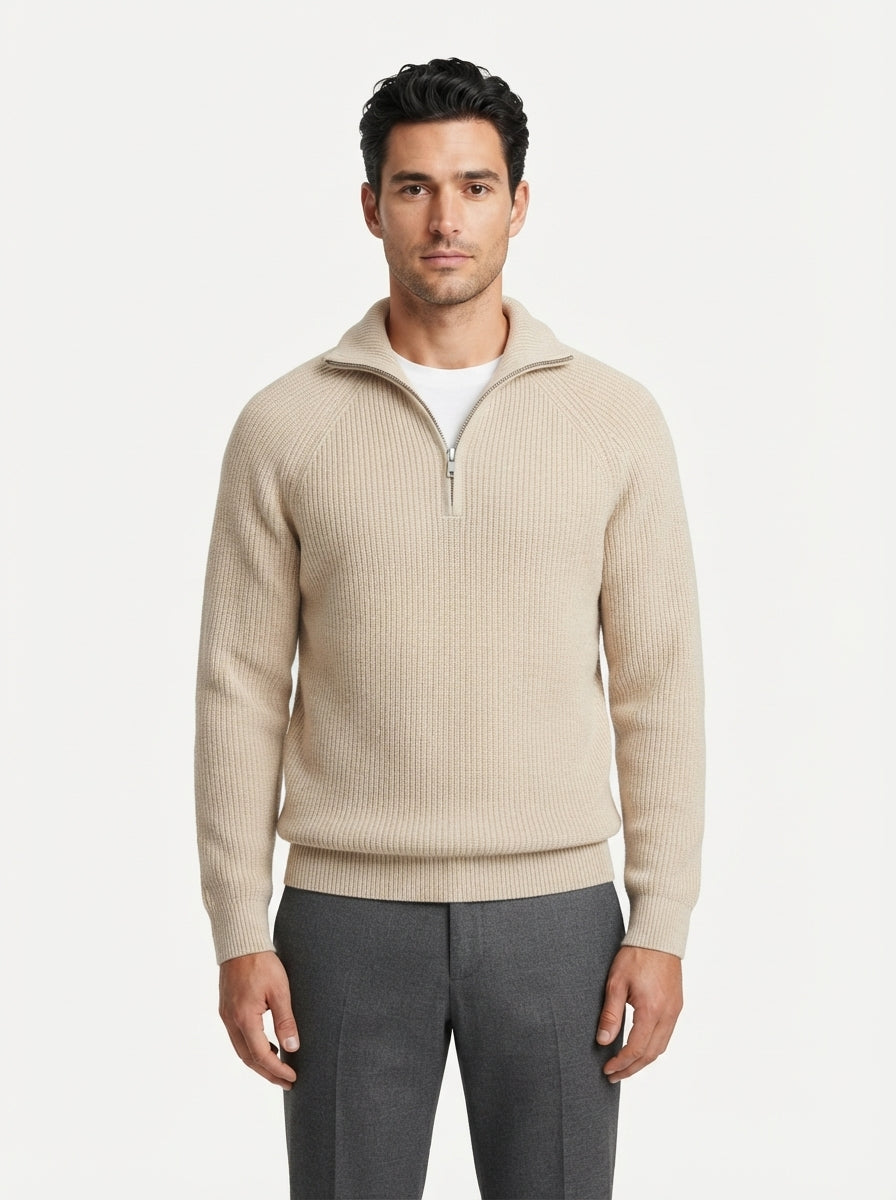 Men's Knitted Quarter-Zip Sweater