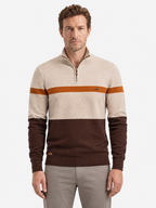 Colour Block Cotton Quarter-Zip Sweater