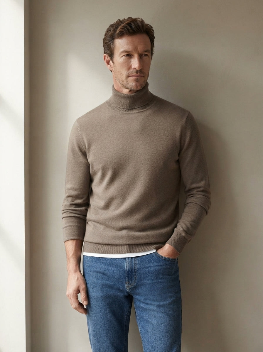 Sophisticated Wool Blend Turtleneck Sweater