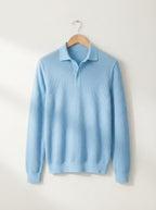 Fitted Long Sleeve Polo Waffle Shirt