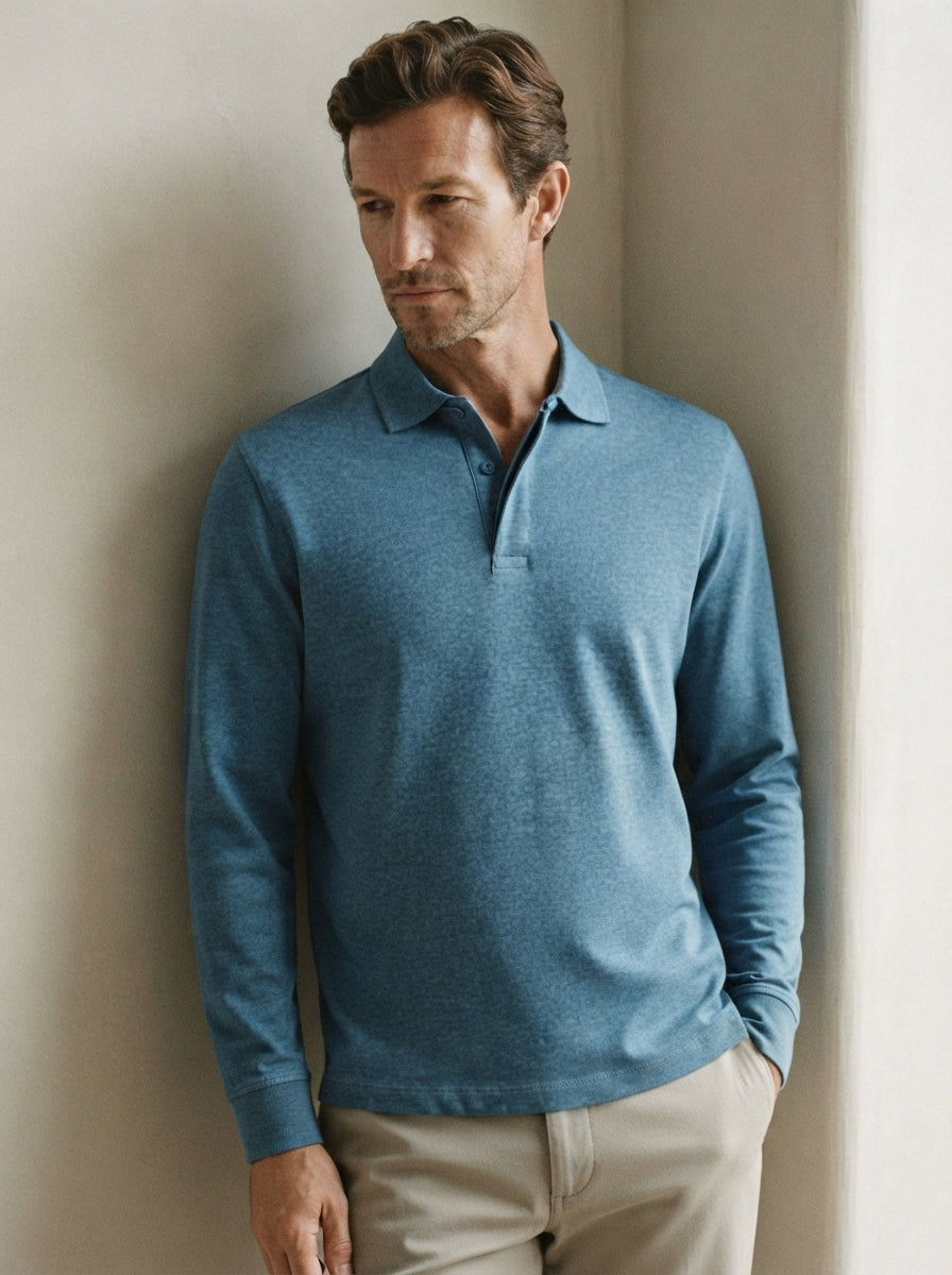 Classic Long-Sleeve Polo Shirt