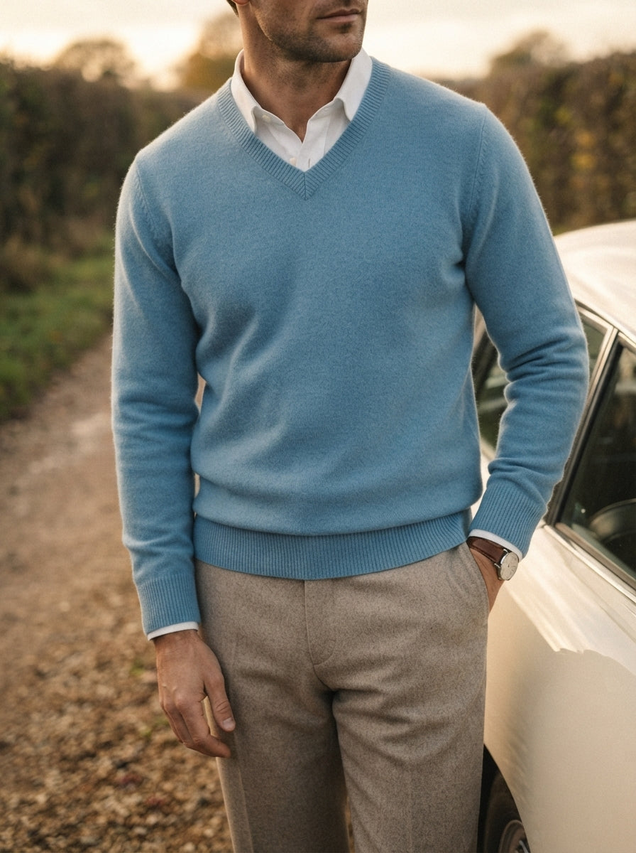Men's Jumper Pullover V-Neck Slim Fit