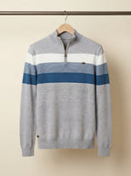 Casual Striped Cotton Quarter-Zip Sweater