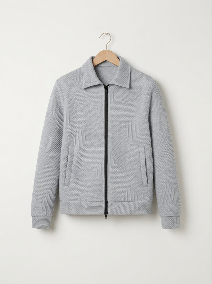 Cardigan Ribbed Texture Zipper Men