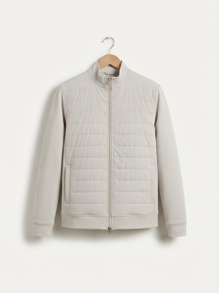 Smart-Casual Quilted Hybrid Knitted Sleeve Jacket