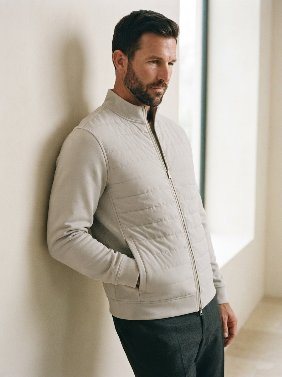 Smart-Casual Quilted Hybrid Knitted Sleeve Jacket
