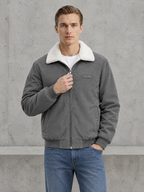 Plush-Lined Corduroy Zip Jacket