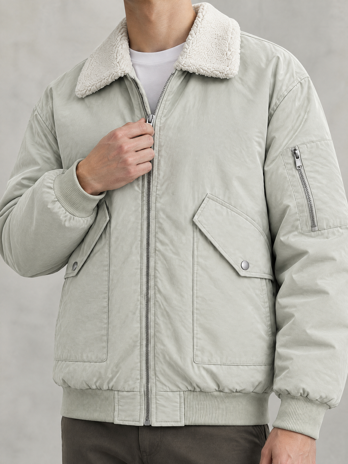 Contrast Collar Aviator Jacket