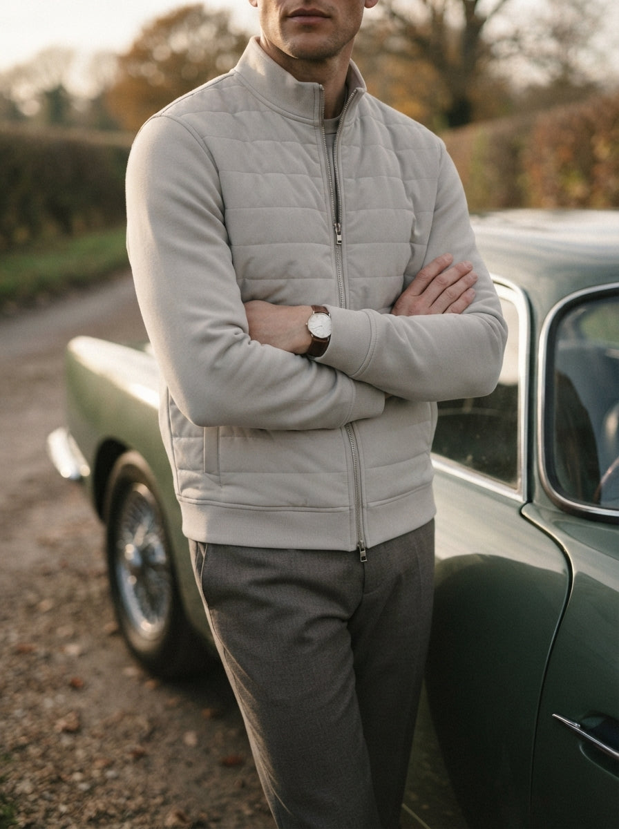 Smart-Casual Quilted Hybrid Knitted Sleeve Jacket