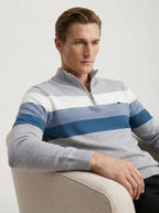 Casual Striped Cotton Quarter-Zip Sweater