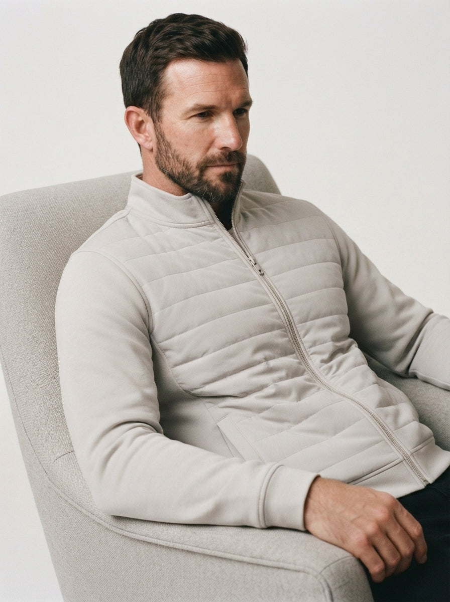 Smart-Casual Quilted Hybrid Knitted Sleeve Jacket