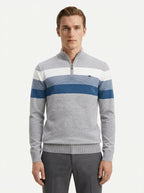 Casual Striped Cotton Quarter-Zip Sweater