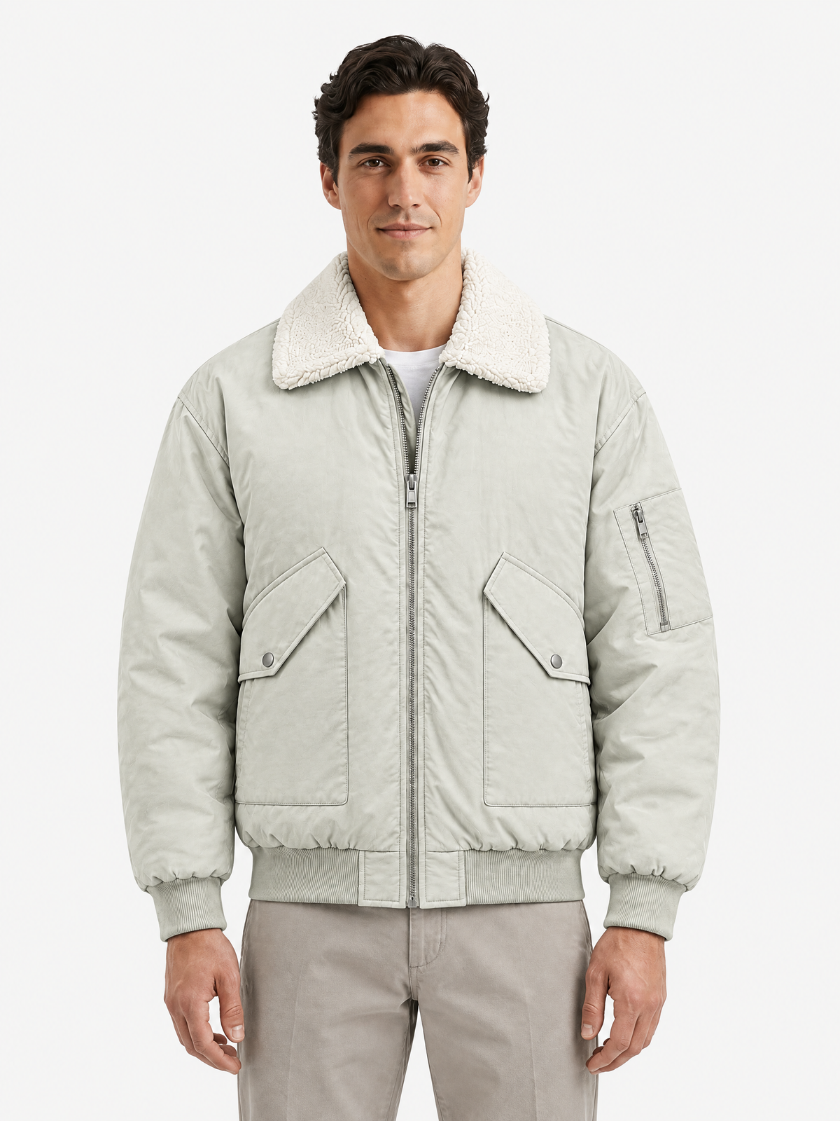 Contrast Collar Aviator Jacket