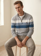 Casual Striped Cotton Quarter-Zip Sweater