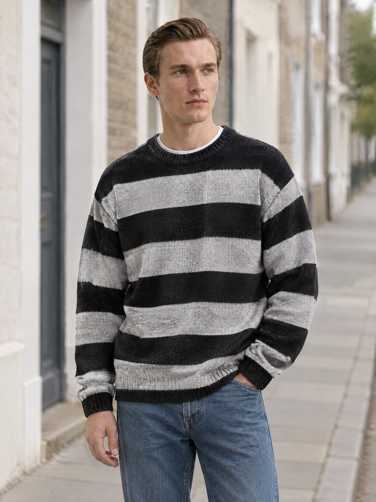 James Striped Knitted Crewneck
