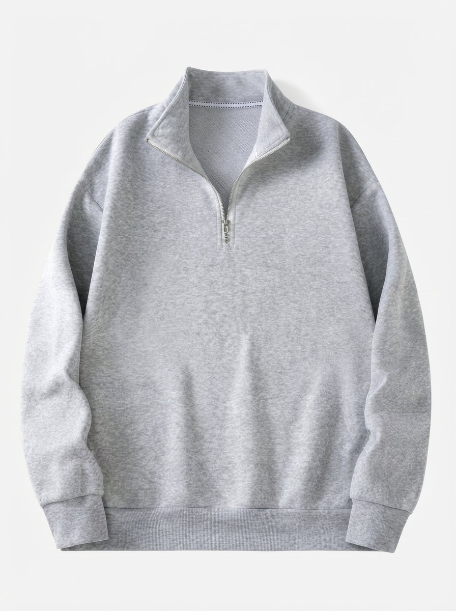 Men's Casual Polyester Half-Zip Sweatshirt