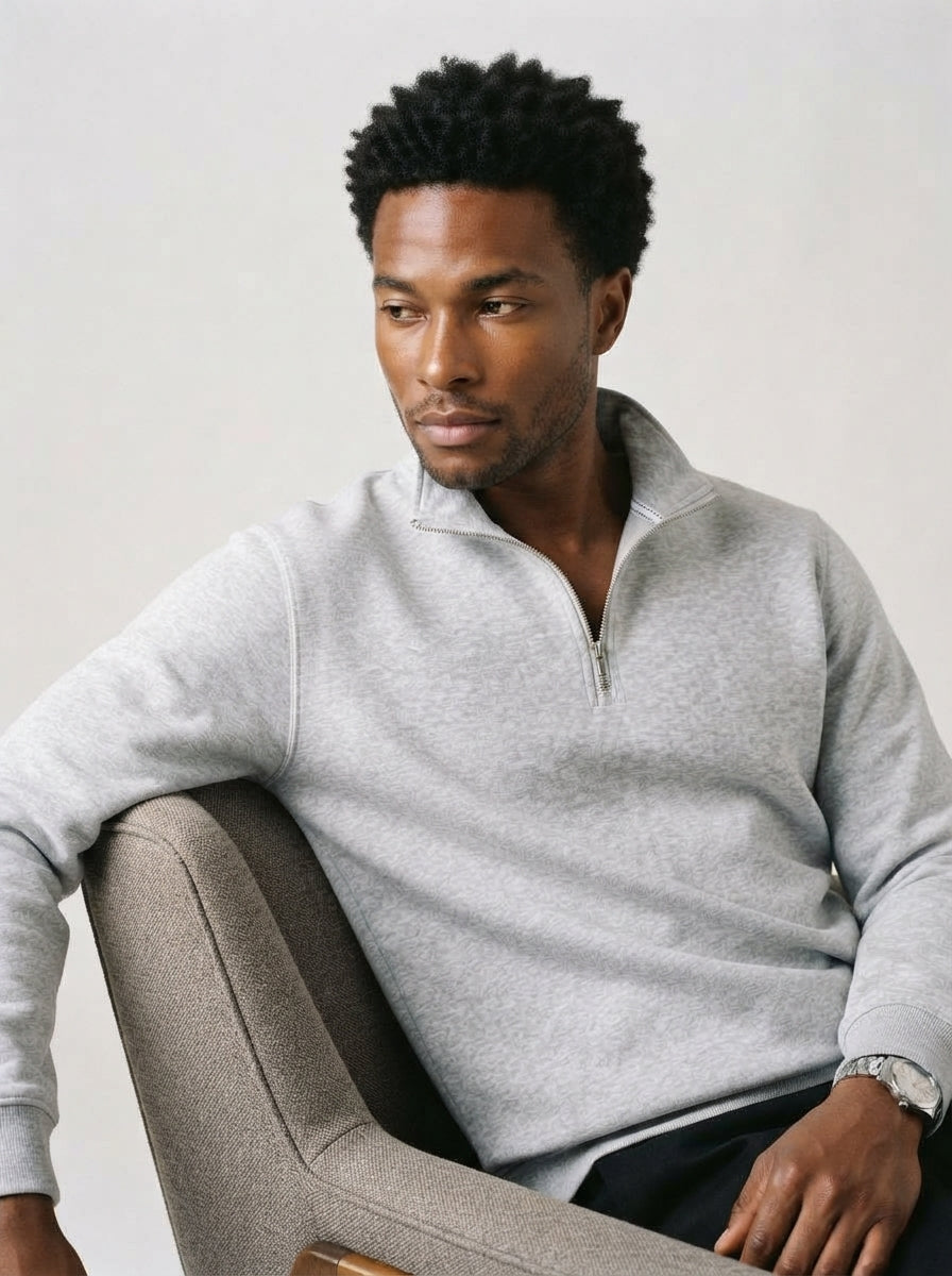 Men's Casual Polyester Half-Zip Sweatshirt
