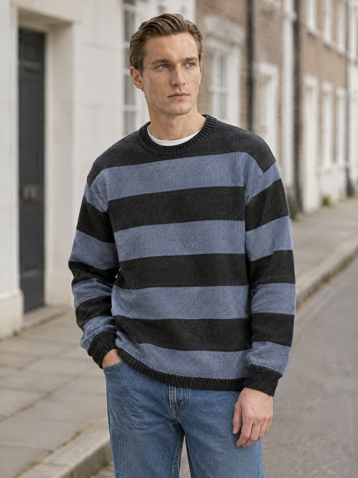 James Striped Knitted Crewneck
