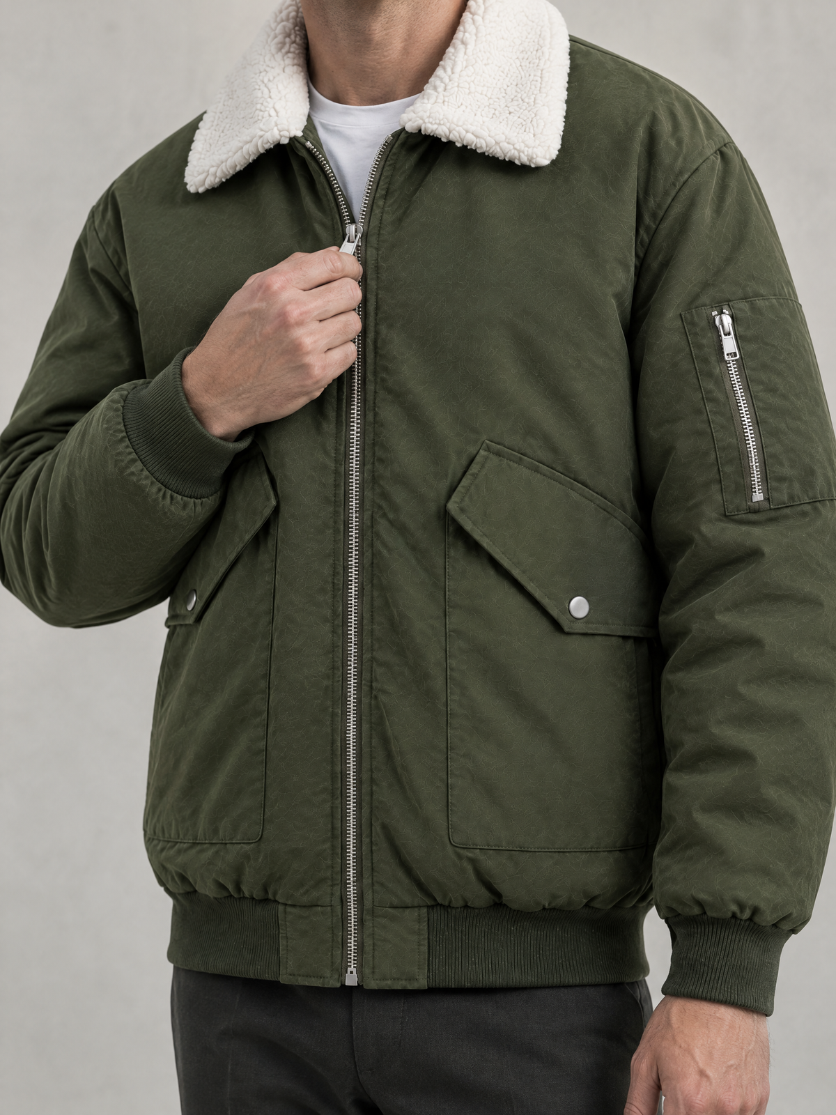 Contrast Collar Aviator Jacket