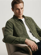 Men's Casual Corduroy Lapel Collar Overshirt