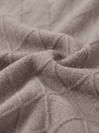 Wool-Blend Diamond Knit Zip Cardigan