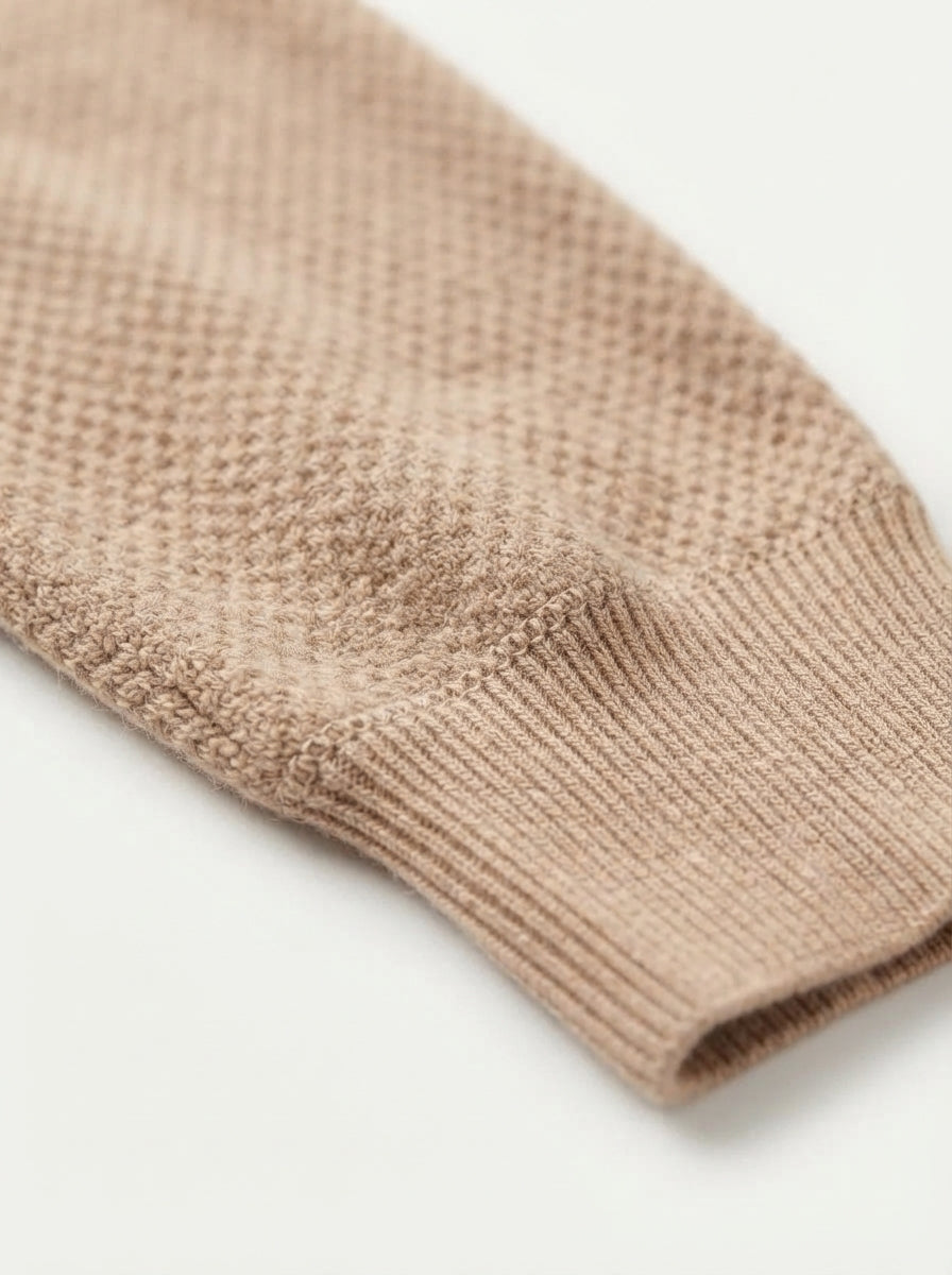 Textured Viscose Crewneck Sweater