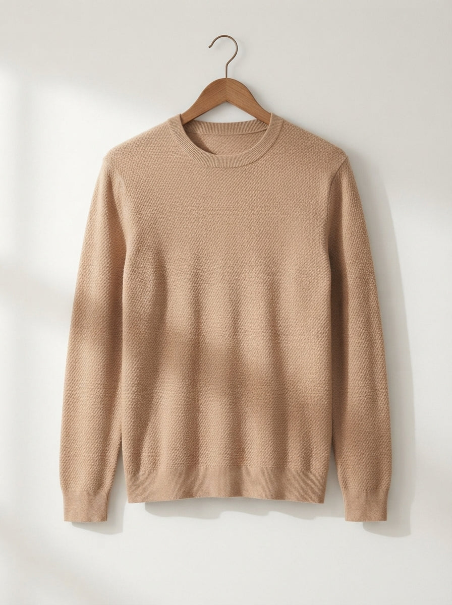 Textured Viscose Crewneck Sweater