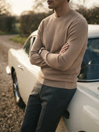 Textured Viscose Crewneck Sweater