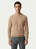 Textured Viscose Crewneck Sweater