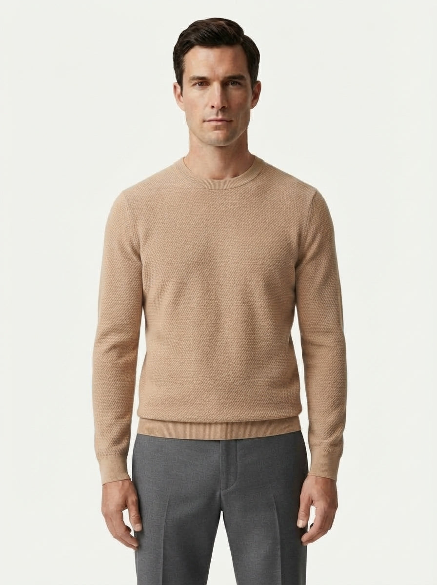 Textured Viscose Crewneck Sweater