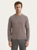 Wool-Blend Diamond Knit Crewneck Sweater